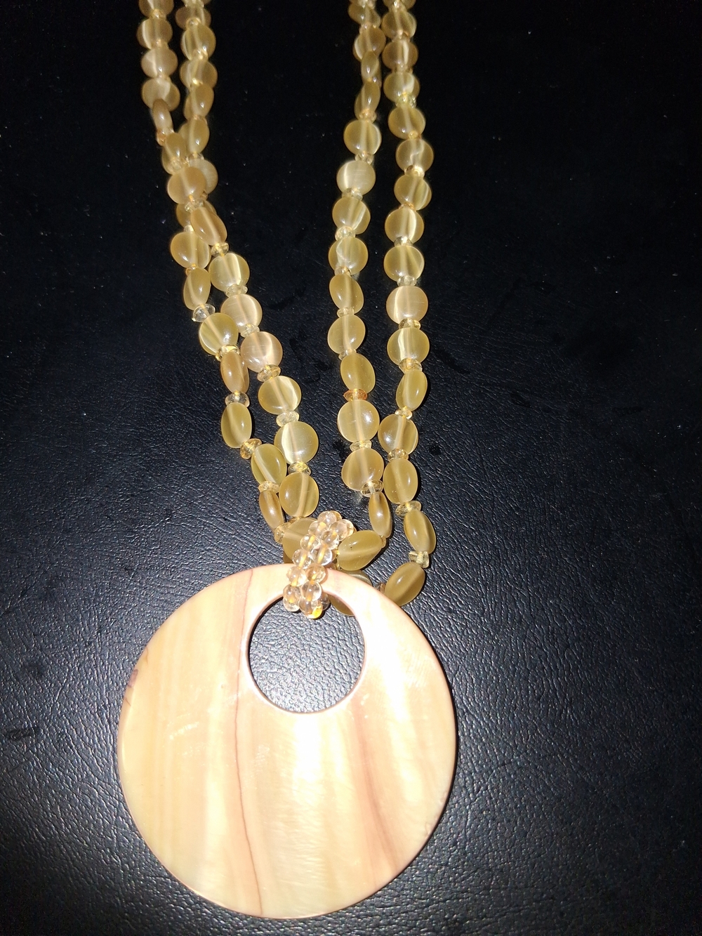 Handcrafted Cream Bead Necklace with Shell Pendant